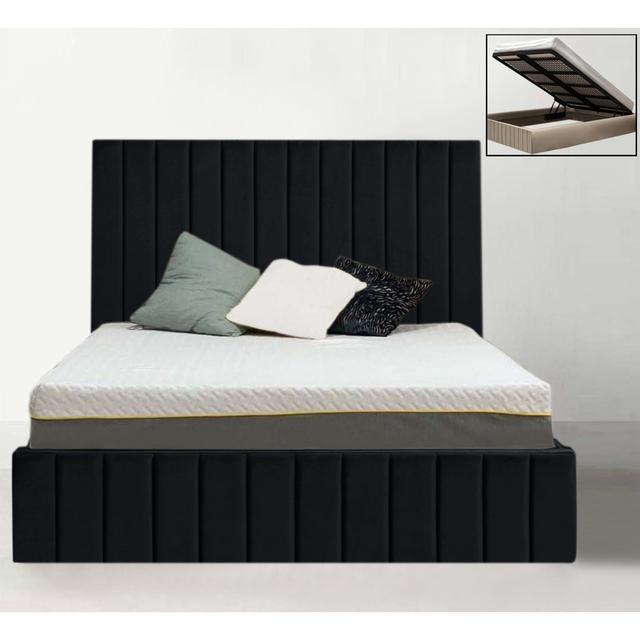 Emiliya Storage Bed Brayden Studio Size: Kingsize (5'), Colour: Black on Productcaster.