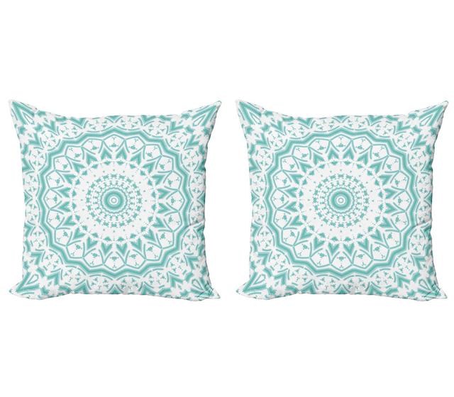 Pillow Cushion Cover, Mandala Tie Dye Effect, Sea Green White (Set of 2) East Urban Home on Productcaster.