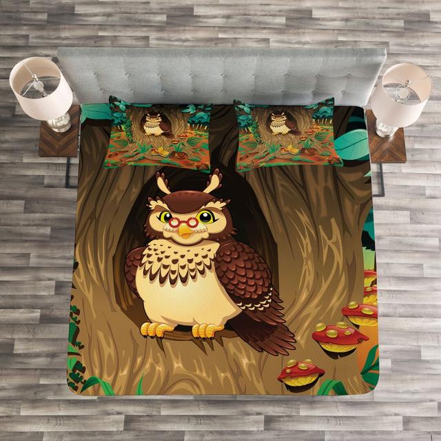 Owl Bedspread Set with Shams East Urban Home Size: 220 x 220 cm Bedspread - 2 Shams on Productcaster.