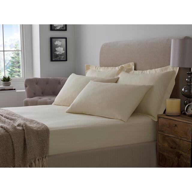 Dulin 100% Cotton Flannel Fitted Sheet Marlow Home Co. Size: Single (3'), Colour: Cream on Productcaster.