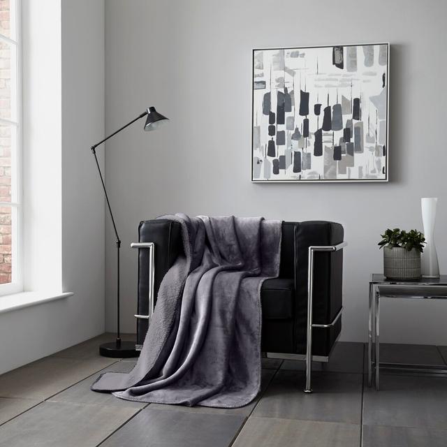 Ishwaq Flannel Sherpa Throw 17 Stories Colour: Charcoal, Size: W200 x L240cm on Productcaster.