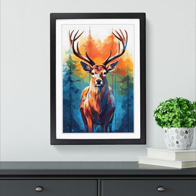 Deer Geometric No.2 - Single Picture Frame Print on Wood Alpen Home Size: 34cm H x 25cm W, Format: Black Framed on Productcaster.