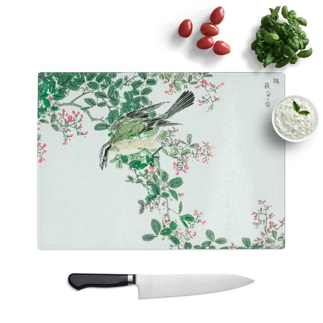 Tempered Glass Bull-Headed Shrike and Bush Clover Chopping Board East Urban Home Size: 28.5 cm W x 20 cm L on Productcaster.