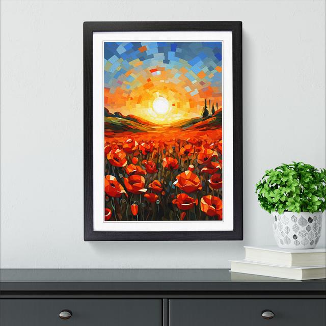 Poppy Field Futurism - Print Marlow Home Co. Format: Black Framed, Size: 64cm H x 46cm W x 2cm D on Productcaster.