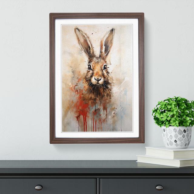 Hare Gestural - Single Picture Frame Print on Wood Brambly Cottage Format: Walnut, Size: 34cm H x 25cm W x 2cm D on Productcaster.