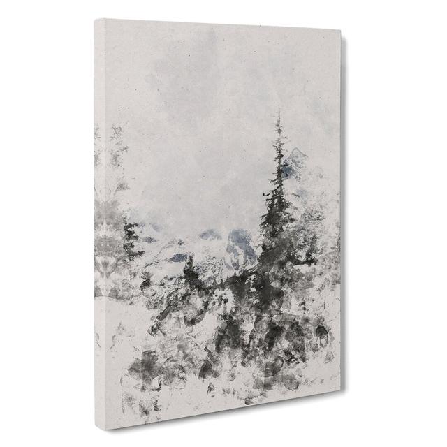 Forest And Mountain Landscape Watercolour - Wrapped Canvas Print East Urban Home Size: 60cm H x 40cm W x 3cm D on Productcaster.