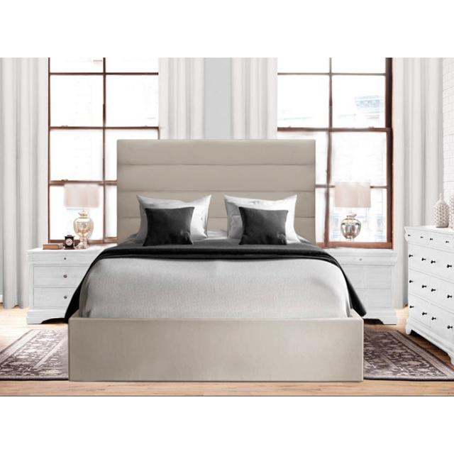 Alik Upholstered Panel Bed Canora Grey Colour: Cream, Size: Small Double (4') on Productcaster.