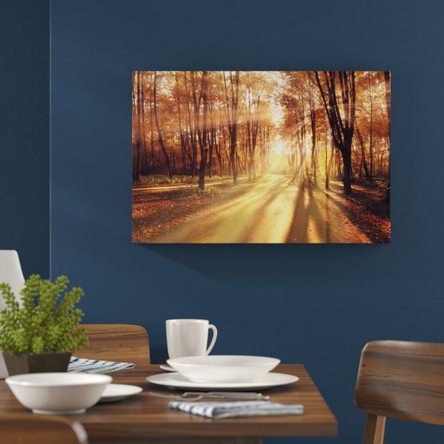 Leinwandbild „Baumallee im Herbst A“, Fotodruck East Urban Home Größe: 80 cm H x 120 cm B on Productcaster.