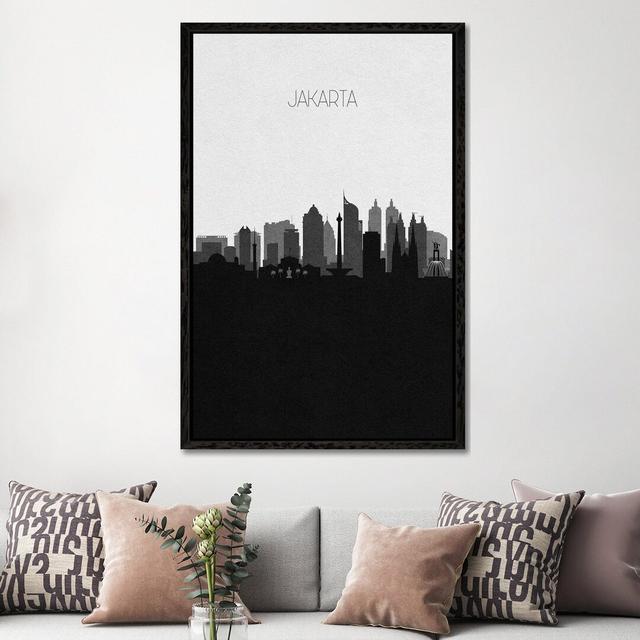 Jakarta, Indonesia City Skyline by Ayse Deniz Akerman - Graphic Art on Canvas iCanvas Size: 152.4cm H x 101.6cm W x 3.81cm D, Format: Black Framed Can on Productcaster.