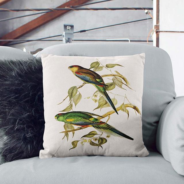 Colourful Parakeets by Elizabeth Gould Cushion with Filling East Urban Home Size: 55cm H x 55cm W x 20cm D, Backing Colour: Stone on Productcaster.