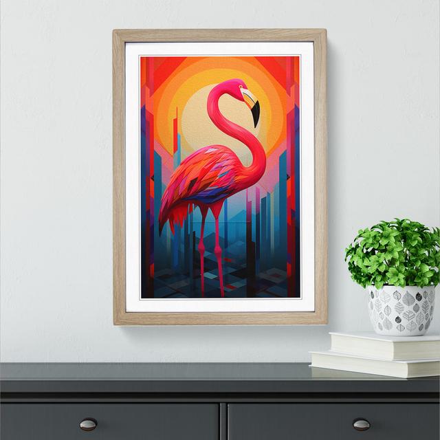 Flamingo Constructivism - Single Picture Frame Print on Wood 17 Stories Size: 64cm H x 46cm W x 2cm D, Frame Colour: Oak on Productcaster.