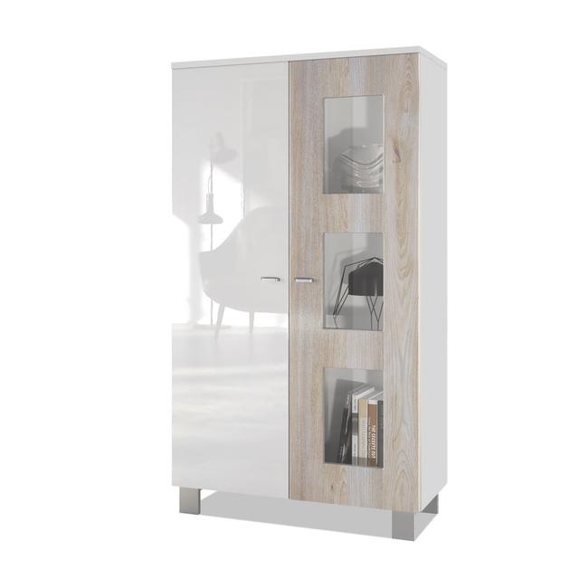 Denjo Curio Cabinet Vladon Lighting: Without, Colour: Nordic oak/White on Productcaster.