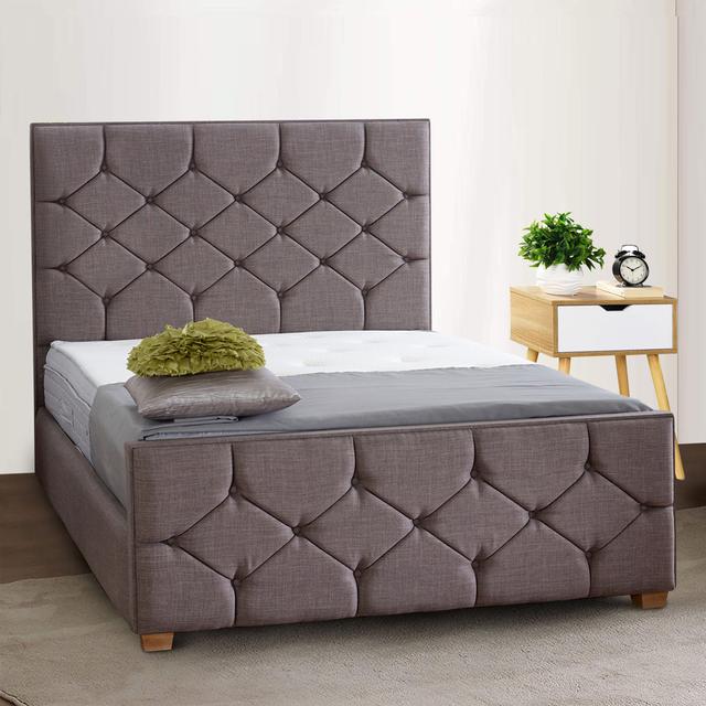 Guttenberg Upholstered Bed Frame Ophelia & Co. Colour: Pewter, Size: Small Double (4') on Productcaster.