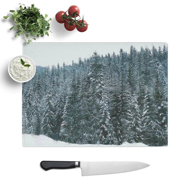 Tempered Glass Fir Tree Forest in Winter Chopping Board East Urban Home Size: 28.5 cm x 39 cm on Productcaster.