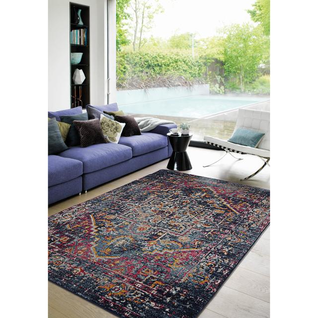 Vintage Distressed Blue Area Rug Langley Street Rug Size: Rectangle 200 x 290cm on Productcaster.