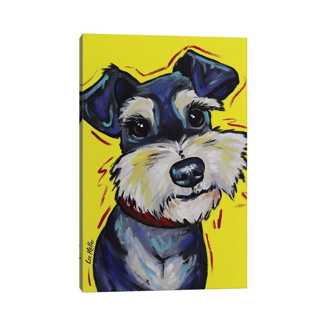 Schnauzer on Yellow - Mr Foozootie - Wrapped Canvas Painting ClassicLiving Size: 66.04cm H x 45.72cm W x 3.81cm D on Productcaster.