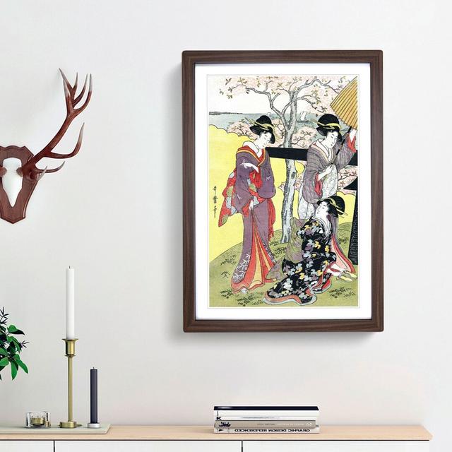 Gotenyama No Hanami Hidari by Kitagawa Utamaro - Picture Frame Art Print East Urban Home Frame Option: Walnut Framed, Size: 65cm H x 48cm W x 2cm D on Productcaster.