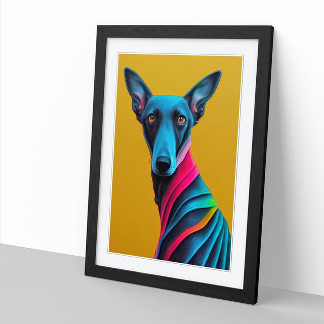 Greyhound Crayon - Wrapped Canvas Graphic Art Marlow Home Co. Size: 34cm H x 25cm W x 2cm D, Frame Option: Oak Framed, Matte Colour: No Matte on Productcaster.