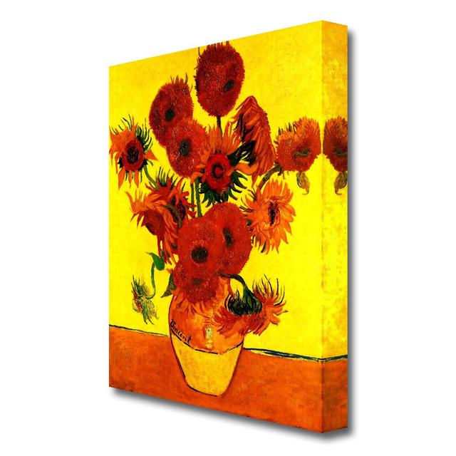 'Still Life Vase with Fifteen Sunflowers 3' by Vincent Van Gogh Oil Painting Print on Wrapped Canvas East Urban Home Size: 142.2 cm H x 101.6 cm W on Productcaster.