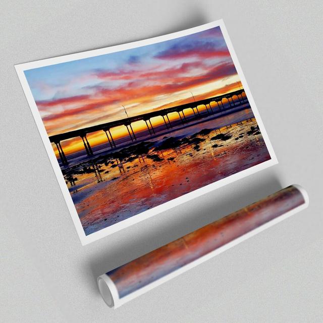 Piers First Light Seascape - Graphic Art Print on Paper East Urban Home Size: 100cm H x 141.4cm W x 1 cm D on Productcaster.