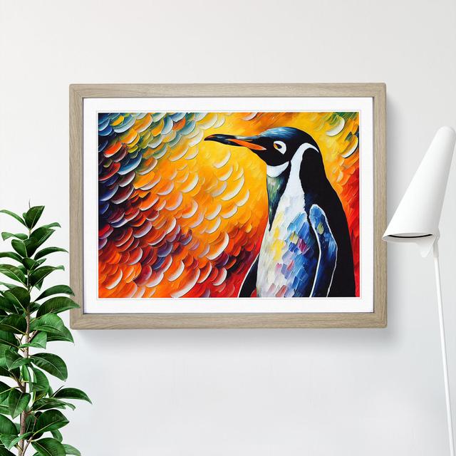 XH1022-6876X Penguin Painting Vol.2 Abstract - Single Picture Frame Print Marlow Home Co. Frame Colour: Oak, Size: 46cm H x 64cm W x 2cm D on Productcaster.