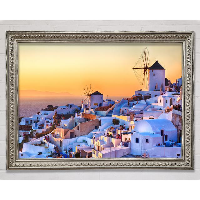 Sunset In Santorini Framed Print Latitude Run Size: 21cm H x 29.7cm W x 3cm D, Format: Black Framed Paper on Productcaster.