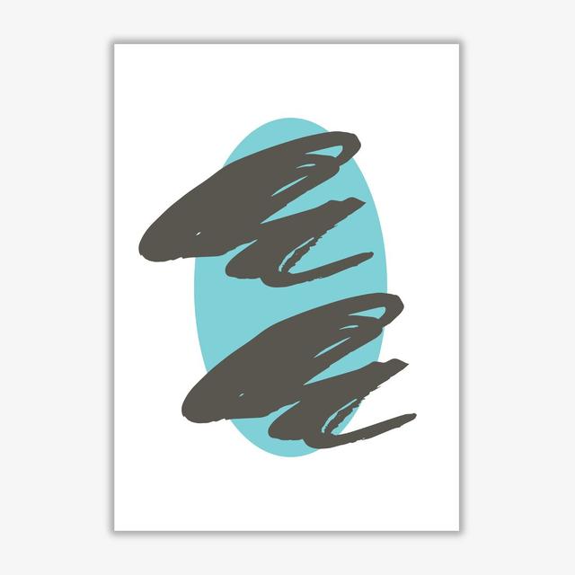 Abstract Teal Oval With Brown Strokes - Print East Urban Home Format: No Frame, Size: 30 cm H x 21 cm W x 1 cm D on Productcaster.