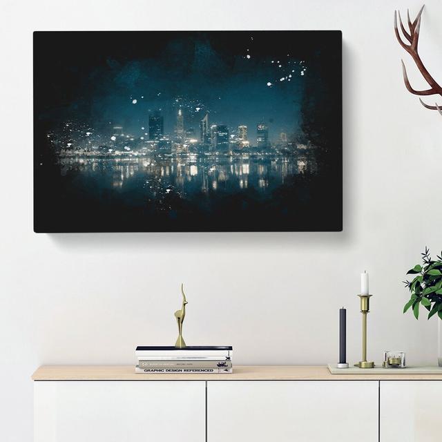 Perth City Skyline Australia At Night - Wrapped Canvas Painting East Urban Home Size: 35cm H x 50cm W x 3cm D on Productcaster.