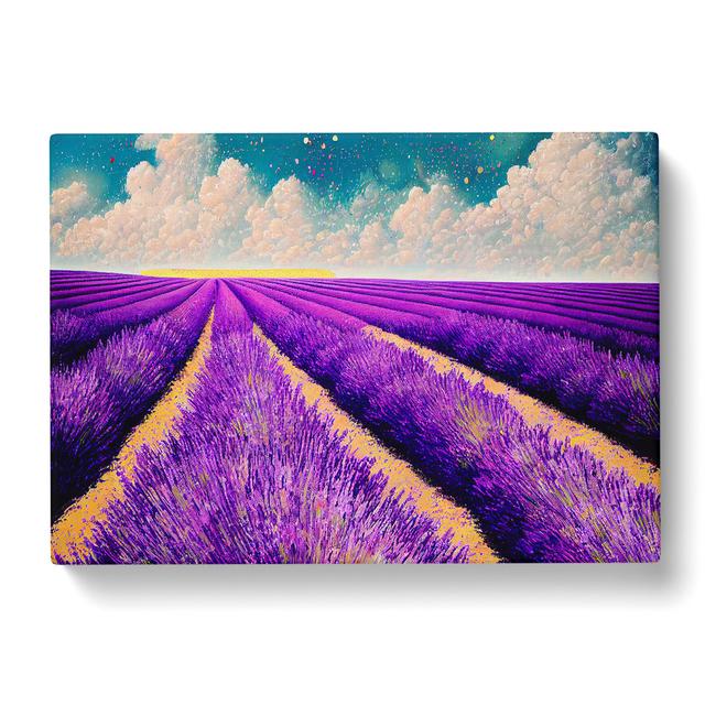 Incredible Lavender Flower Field - Wrapped Canvas Print Lily Manor Size: 35cm H x 50cm W x 3cm D on Productcaster.