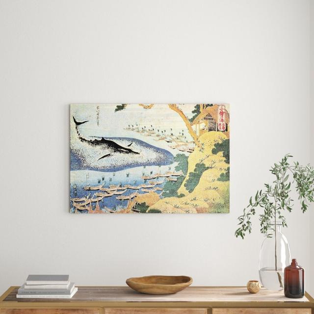 'Ocean Landscape and Whale' by Katsushika Hokusai Painting Print Bloomsbury Market Size: 60cm H x 90cm W x 1.8cm D on Productcaster.