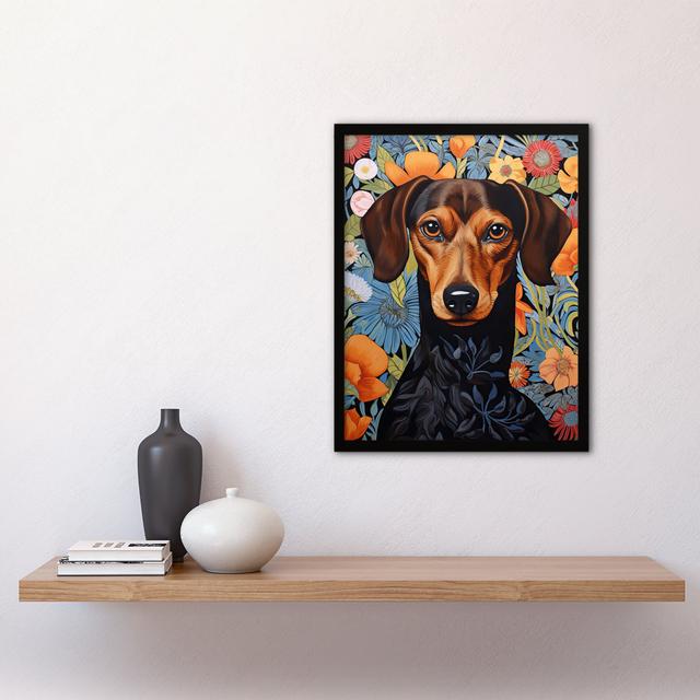 Dachshund Dog Elegant Floral William Morris Style - Single Picture Frame Print Marlow Home Co. on Productcaster.