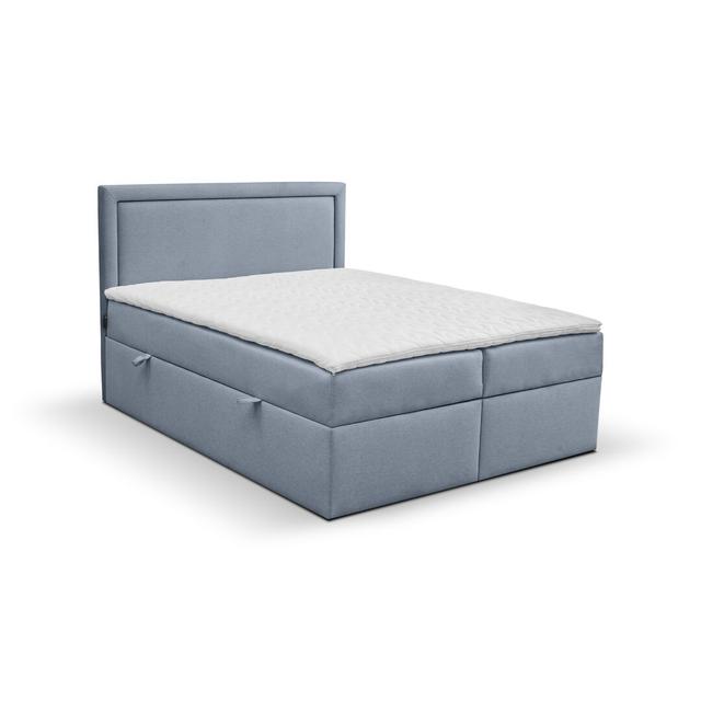 Boxspringbett Callini mit Topper und Stauraum Brayden Studio Größe: 200 × 200 cm, Colour: Blau Grau on Productcaster.