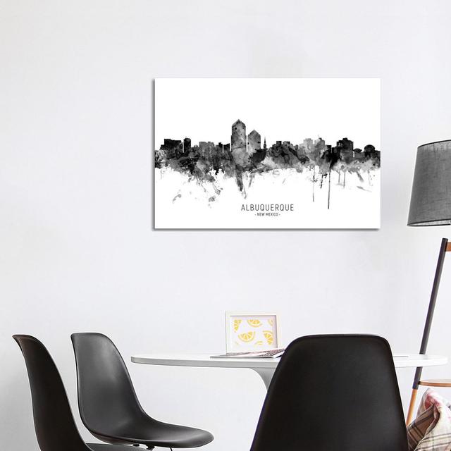 Albuquerque New Mexico Skyline Name Bw by Michael Tompsett - Wrapped Canvas Gallery-Wrapped Canvas Giclée Brayden Studio Size: 66.04cm H x 101.6cm W on Productcaster.