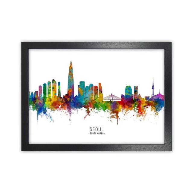 Seoul South Korea Skyline by Michael Tompsett - Graphic Art Print on Canvas Ebern Designs Format: Black Framed, Size: 46cm H x 63cm W x 3cm D on Productcaster.