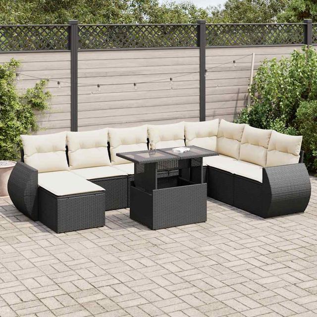 Gartensofa Araud mit Kissen ModernMoments Rahmenfarbe: Schwarz, Farbe des Kissens: Cremefarben on Productcaster.