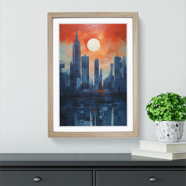 Skyline Conceptual - Print 17 Stories Format: Oak Framed, Size: 46cm H x 34cm W on Productcaster.