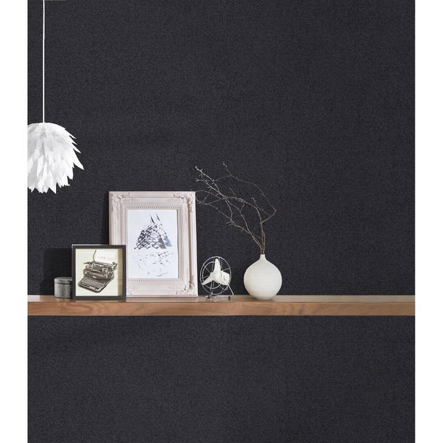 Kamelya 10.05m x 53cm Textured Matte Wallpaper Roll Latitude Run Colour: Black on Productcaster.