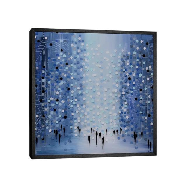 City In Blue by Ekaterina Ermilkina - Print on Canvas Ebern Designs Size: 45.72cm H x 45.72cm W x 3.81cm D, Format: Black Framed on Productcaster.