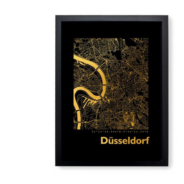 Düsseldorf Map - Picture Frame Graphic Art Print on Paper Brayden Studio Size: 32.5cm H x 23.5cm W x 3.5cm D on Productcaster.