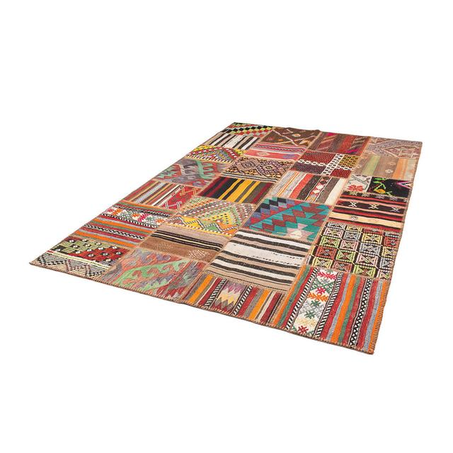 Singapore Patchwork Handmade Hand Loomed Rectangle: 239' X 169' Multicolor Area Rug Gracie Oaks on Productcaster.