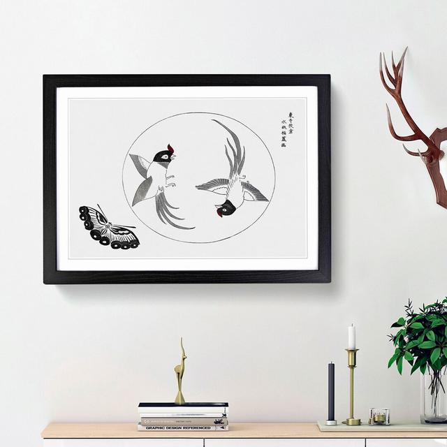 Two Birds and Butterfly by Taguchi Tomoki - Picture Frame Painting Print East Urban Home Frame Option: Black Framed, Size: 36cm H x 48cm W x 2cm D on Productcaster.