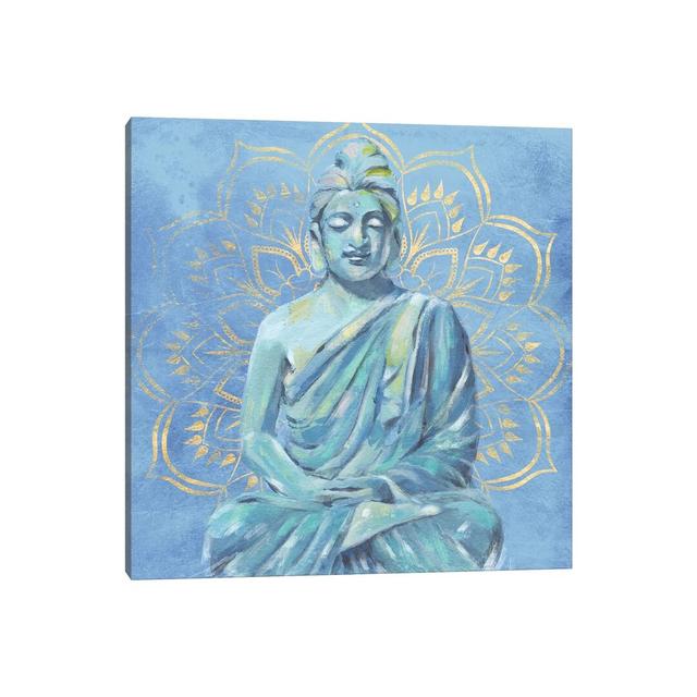 Buddha on Blue II by Annie Warren - Wrapped Canvas Graphic Art Latitude Vive Size: 45.72cm H x 45.72cm W x 3.81cm D on Productcaster.