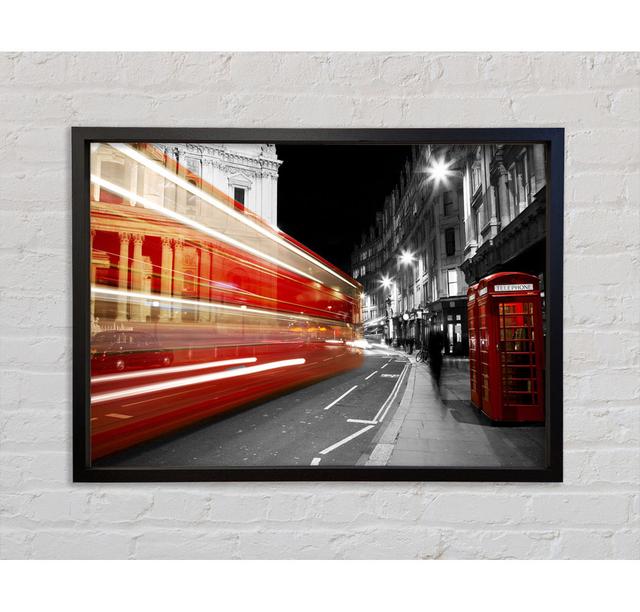 Red Bus Speeding Through The City - Single Picture Frame Art Prints on Canvas Bright Star Size: 84.1cm H x 142.2cm W x 3.3cm D on Productcaster.