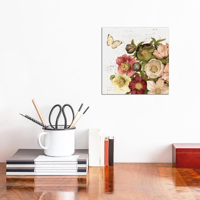 Vintage Petals II by Katie Pertiet - Wrapped Canvas Painting Brambly Cottage Size: 30.48cm H x 30.48cm W x 1.905cm D on Productcaster.