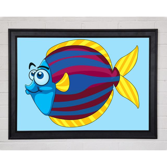 Big Happy Fish Baby Blue Framed Print Highland Dunes Size: 42cm H x 59.7cm W on Productcaster.