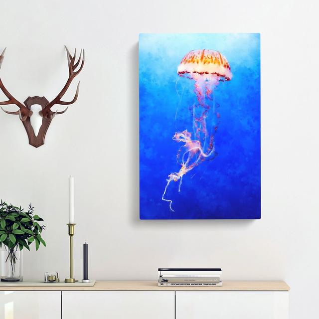 Orange Jellyfish - Wrapped Canvas Print East Urban Home Size: 50cm H x 35cm W x 3cm D on Productcaster.