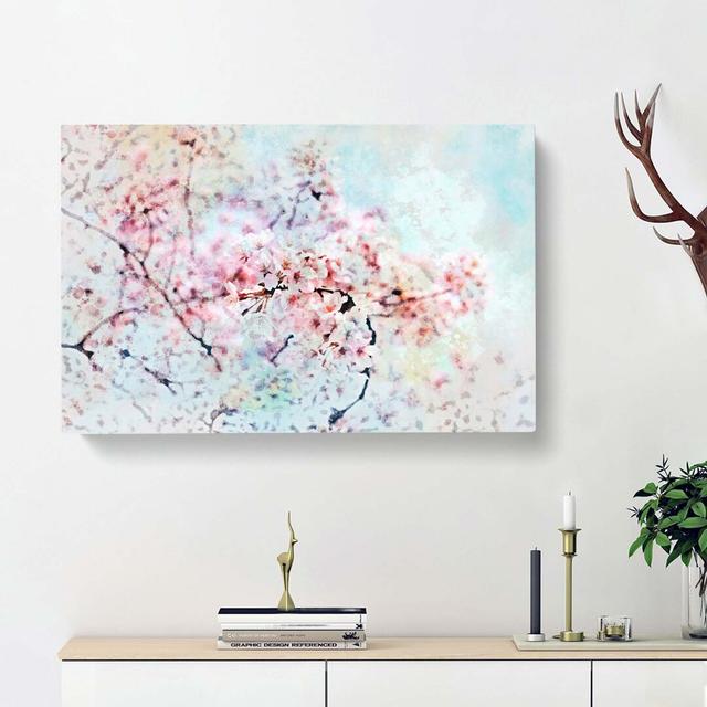 Japanese Cherry Tree In Pink In Abstract - Wrapped Canvas Painting East Urban Home Size: 60cm H x 91cm W x 3cm D on Productcaster.