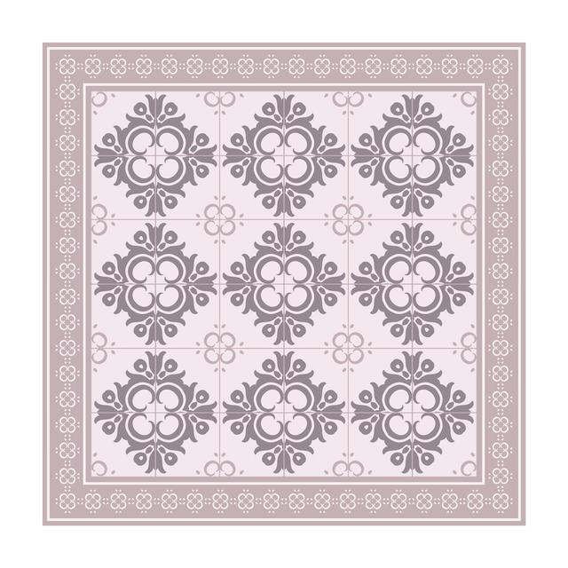 Vinyl Rug - Floral Tiles with Warm Gray Buds East Urban Home Rug Size: Square 120cm on Productcaster.