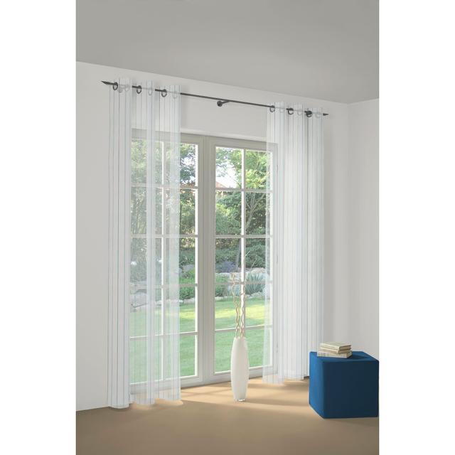 Dovie Ready-Store Eyelet Sheer Curtain Mercury Row Colour: Blue, Panel Size: 600cm W x 225cm D on Productcaster.