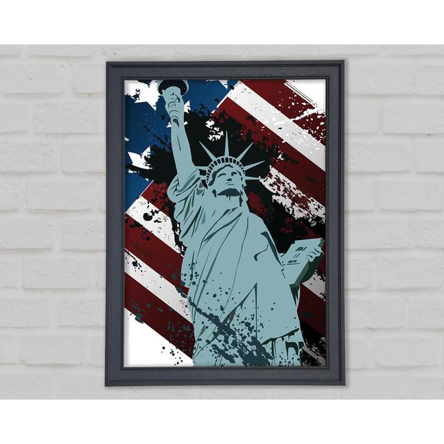 Retro Statue of Liberty - Single Picture Frame Art Prints Rosalind Wheeler Size: 29.7cm H x 21cm W x 1.5cm D, Format: Grey Framed Paper on Productcaster.